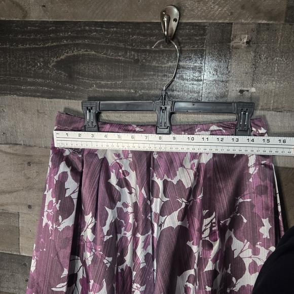 Silk Purple Floral Midi circle skirt - Picture 5 of 7
